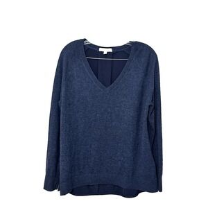 Banana Republic Navy merino wool long sleeve V Neck Poly Back‎ sweater size M